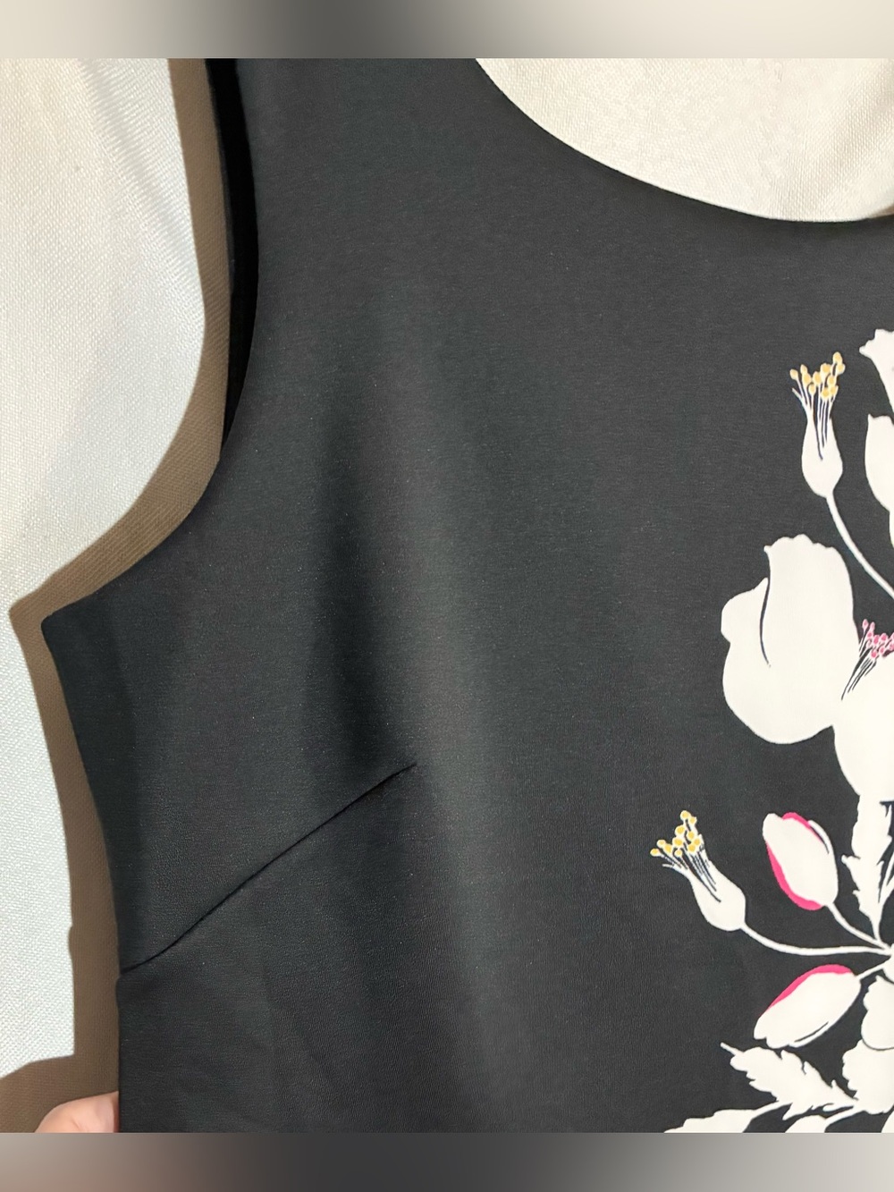 White House Black Market white Floral Scuba Dress Sz 14 Fit & Flare - Picture 7 of 9